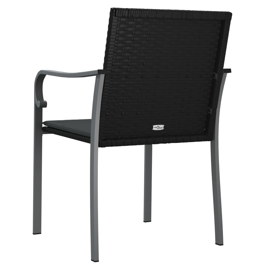 Gartenstühle mit Kissen 4 Stk. Schwarz 56x59x84 cm Poly Rattan