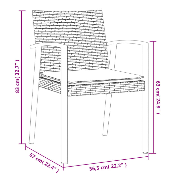 Gartenstühle mit Kissen 6 Stk. Braun 56,5x57x83 cm Poly Rattan