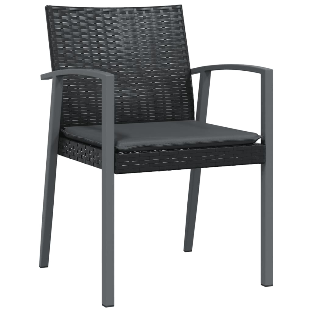 Gartenstühle mit Kissen 4 Stk. Schwarz 56,5x57x83cm Poly Rattan