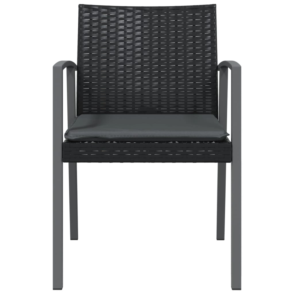 Gartenstühle mit Kissen 4 Stk. Schwarz 56,5x57x83cm Poly Rattan