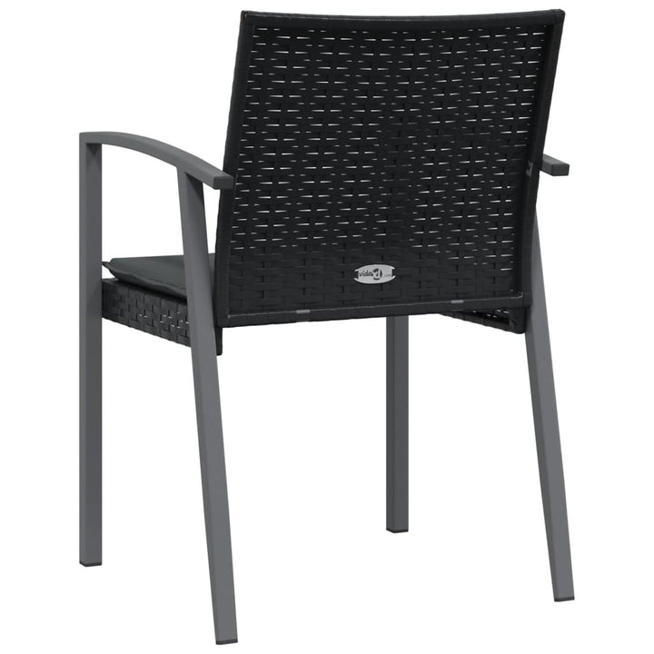 Gartenstühle mit Kissen 4 Stk. Schwarz 56,5x57x83cm Poly Rattan