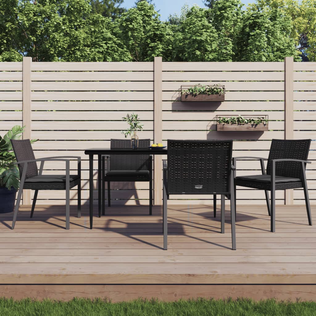 Gartenstühle mit Kissen 4 Stk. Schwarz 56,5x57x83cm Poly Rattan