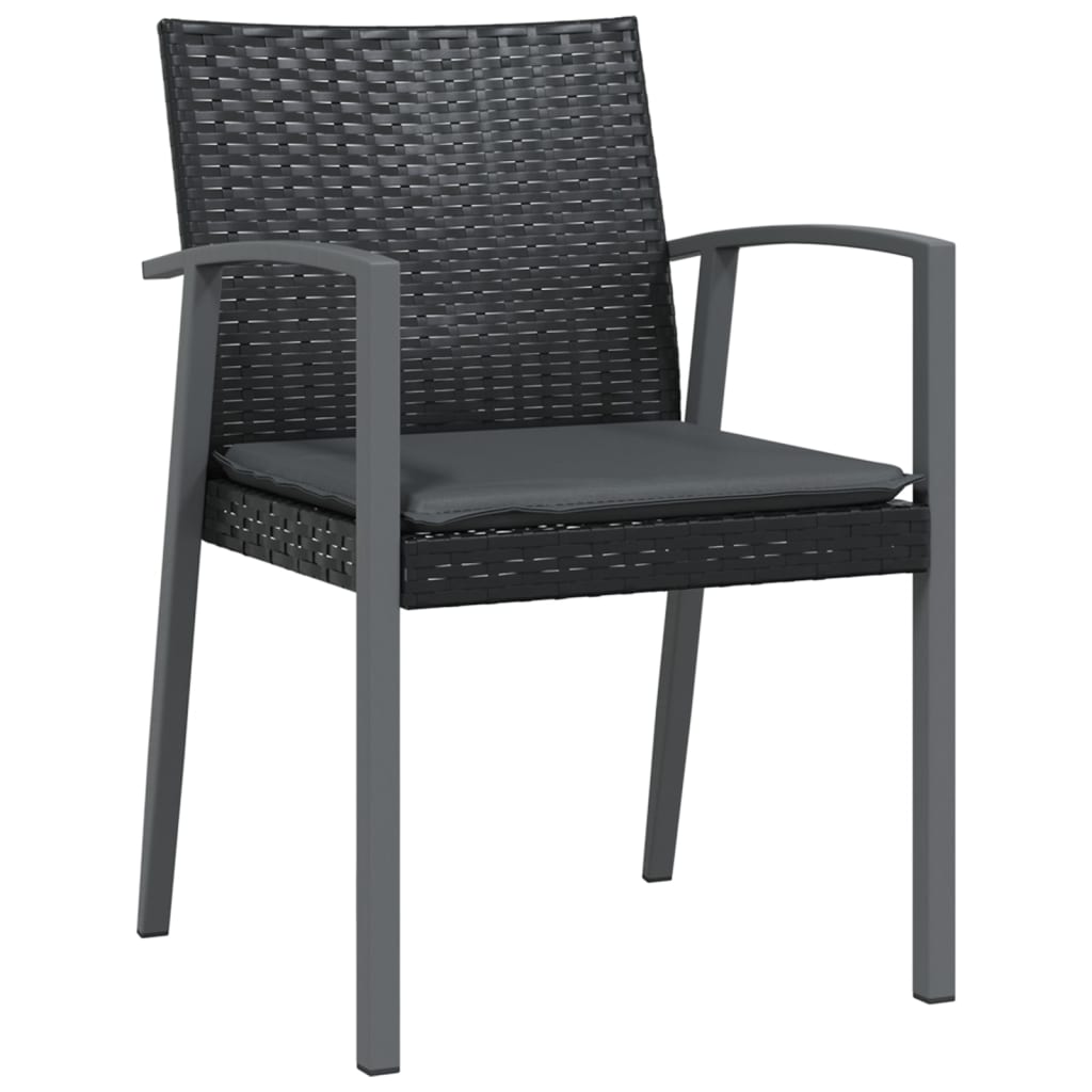 Gartenstühle mit Kissen 6 Stk. Schwarz 56,5x57x83cm Poly Rattan