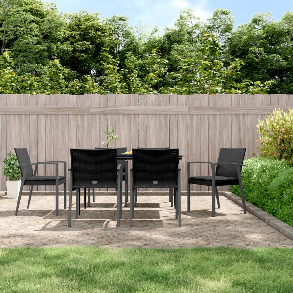 Gartenstühle mit Kissen 6 Stk. Schwarz 56,5x57x83cm Poly Rattan