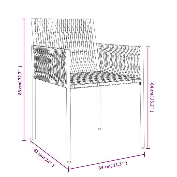 Gartenstühle mit Kissen 4 Stk. Braun 54x61x83 cm Poly Rattan