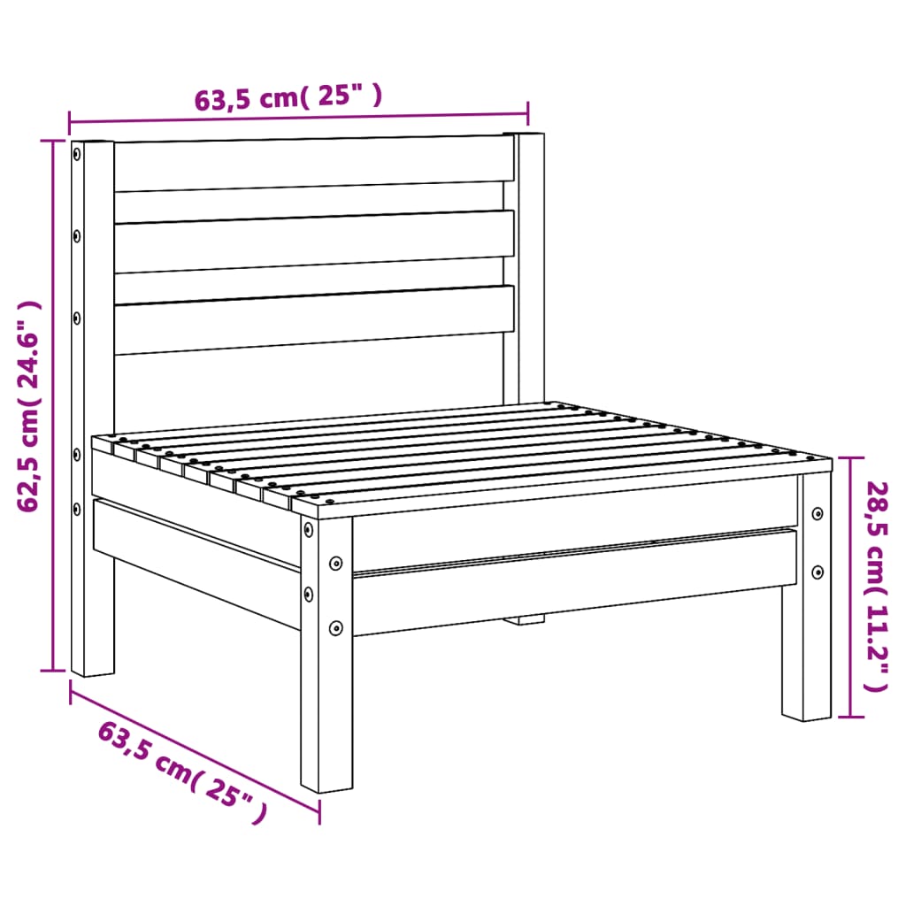 Gartensofas ohne Armlehnen 4 Stk. Massivholz Douglasie