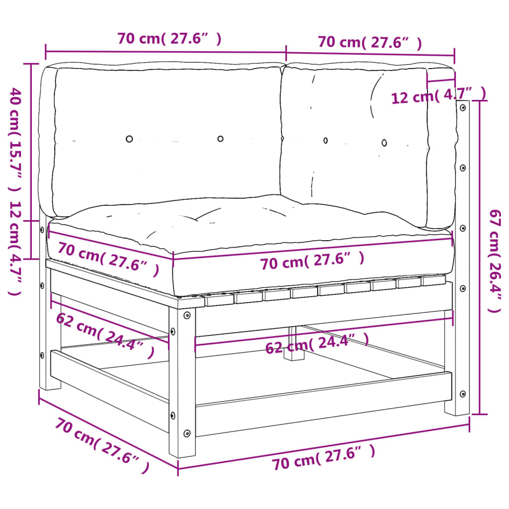 Garten-Ecksofas mit Kissen 2 Stk. Wachsbraun Massivholz Kiefer