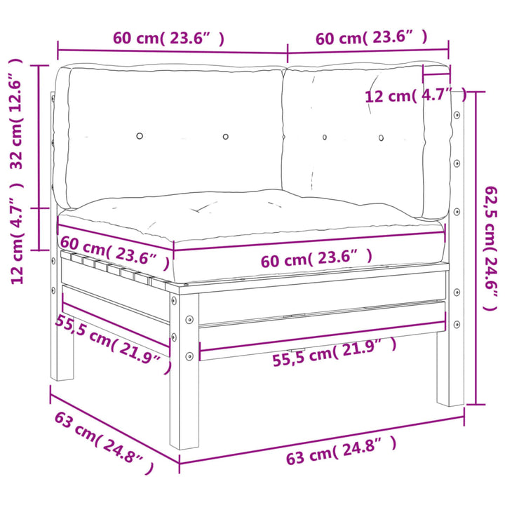 Garten-Ecksofa mit Kissen Massivholz Douglasie