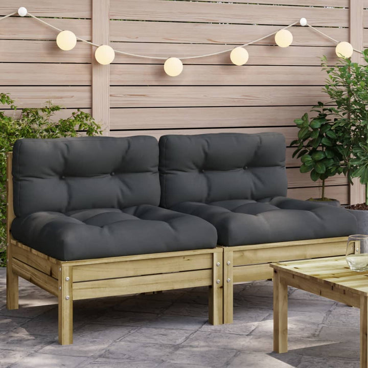 Gartensofa ohne Armlehnen mit Kissen 2 Stk. Kiefernholz