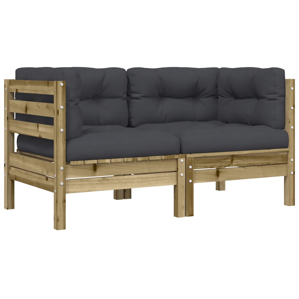 Gartensofa mit Kissen und Hocker 2-Sitzer