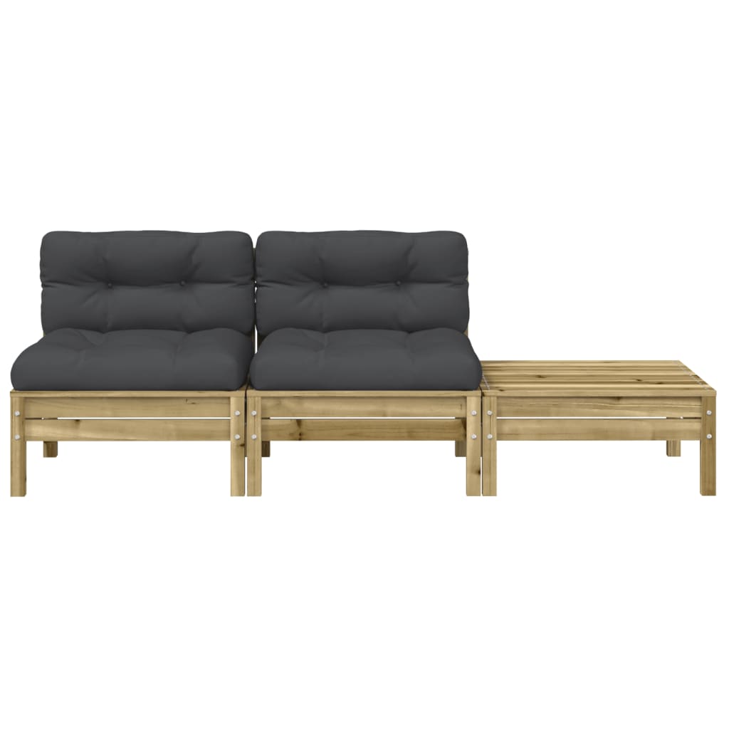 Gartensofa mit Kissen und Hocker 2-Sitzer