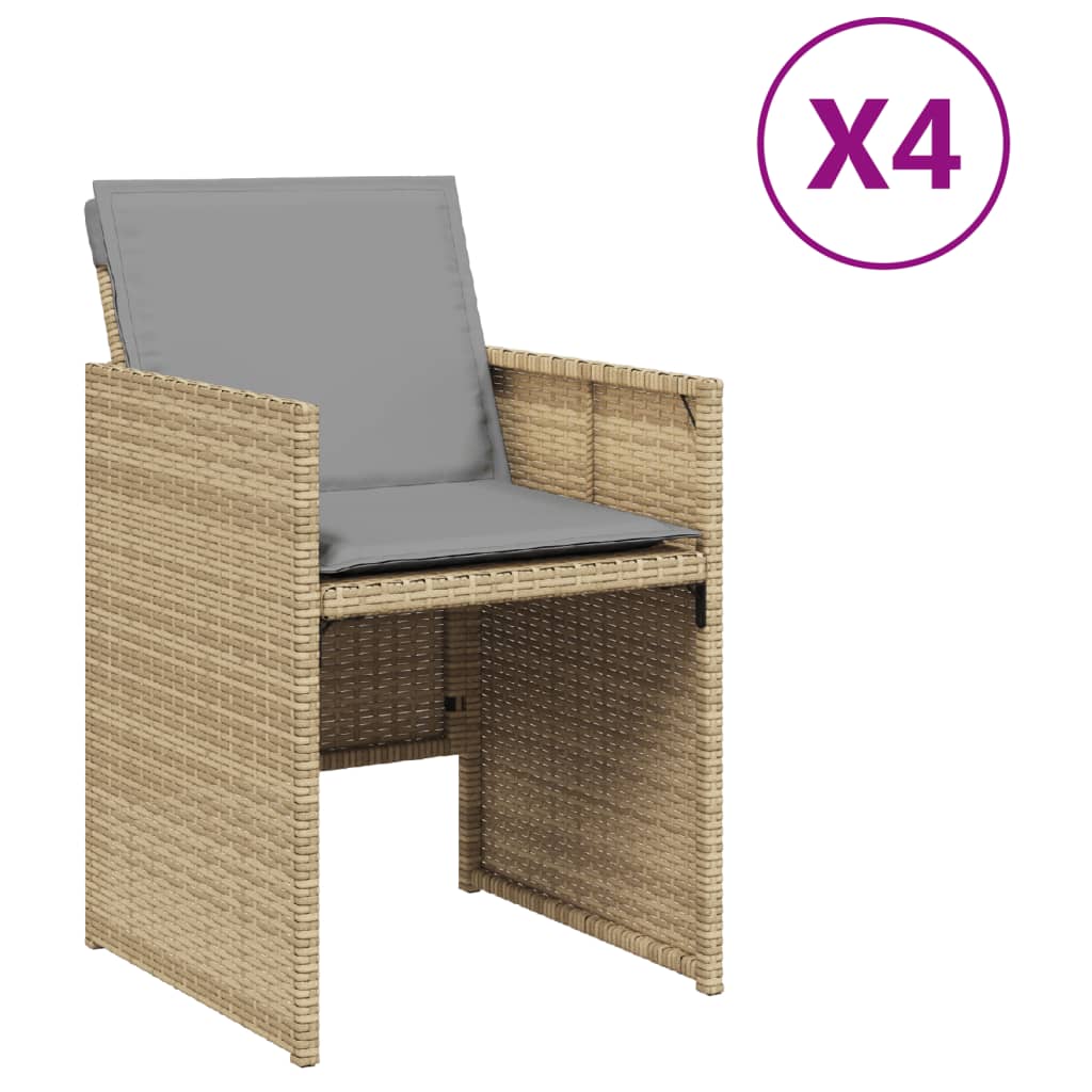 Gartenstühle mit Kissen 4 Stk. Beigemischung Poly Rattan