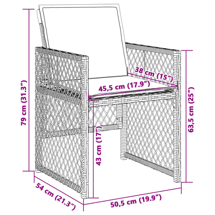 Gartenstühle mit Kissen 4 Stk. Hellgrau Poly Rattan