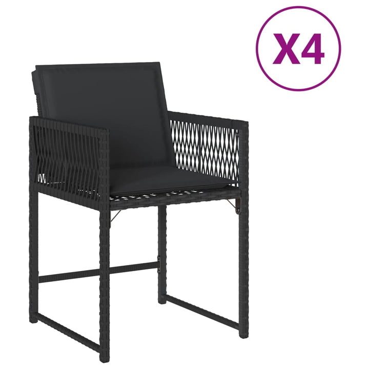 Gartenstühle mit Kissen 4 Stk. Schwarz Poly Rattan