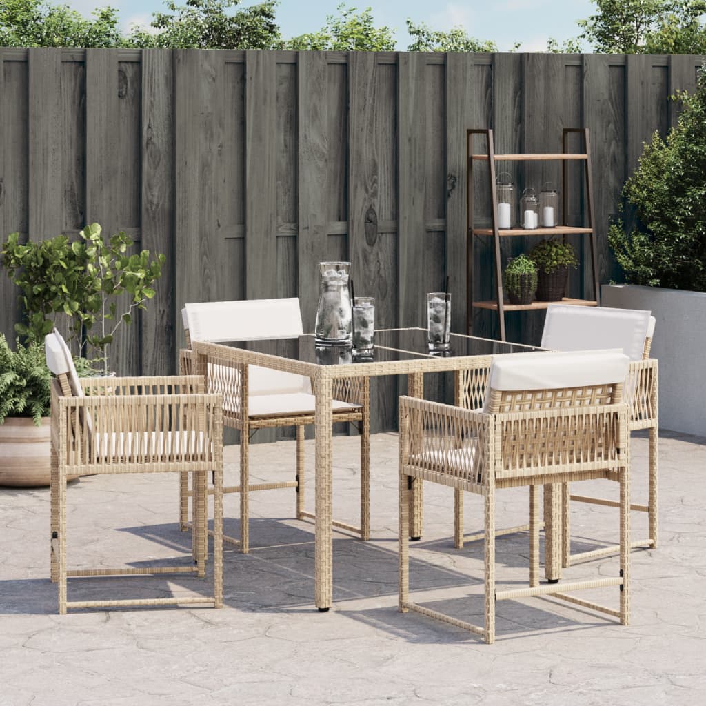 Gartenstühle mit Kissen 4 Stk. Beige Poly Rattan