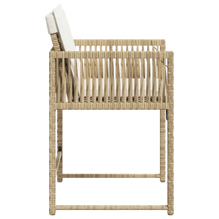 Gartenstühle mit Kissen 4 Stk. Beige Poly Rattan