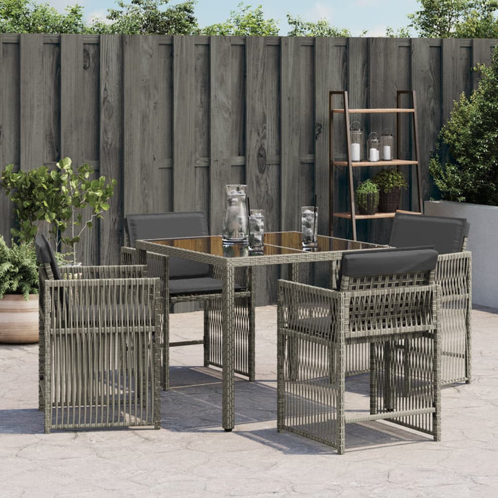 Gartenstühle mit Kissen 4 Stk. Grau Poly Rattan