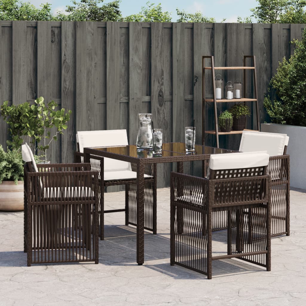 Gartenstühle mit Kissen 4 Stk. Braun Poly Rattan