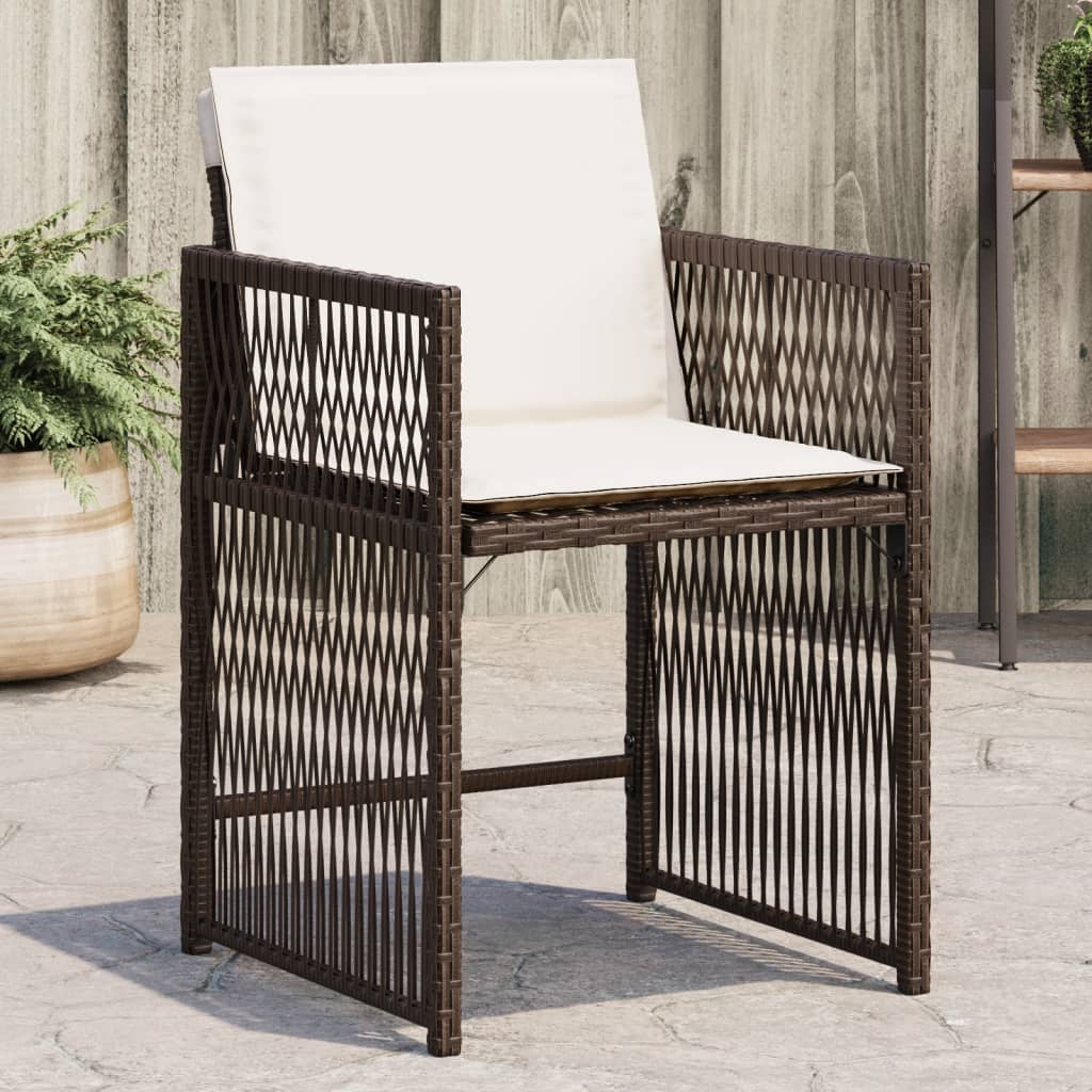 Gartenstühle mit Kissen 4 Stk. Braun Poly Rattan