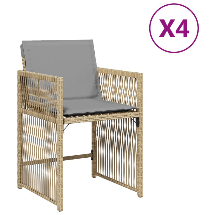 Gartenstühle mit Kissen 4 Stk. Beigemischung Poly Rattan