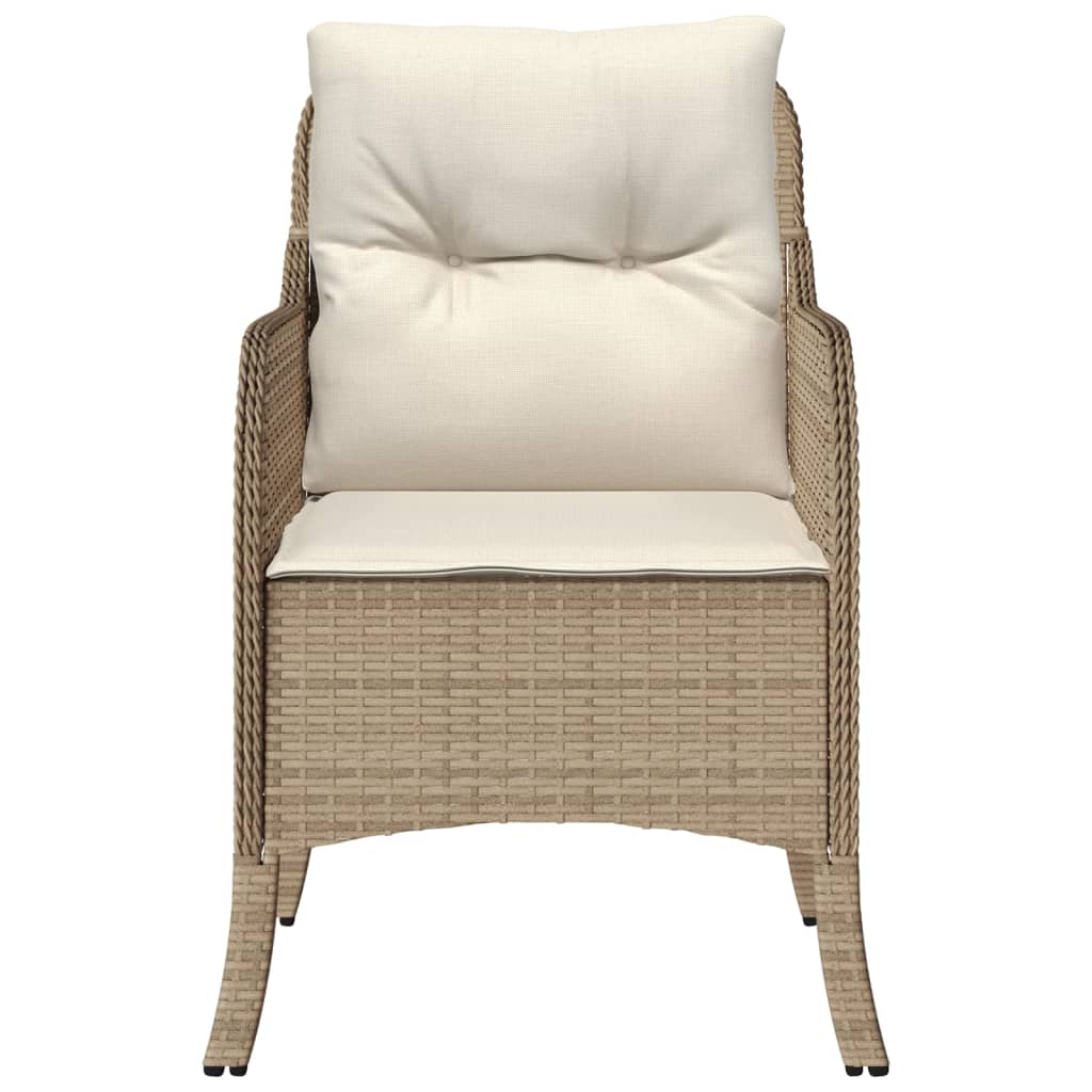 Gartenstühle mit Kissen 2 Stk. Beige Poly Rattan