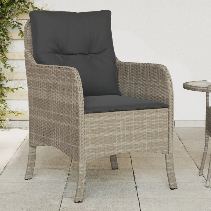 Gartenstühle mit Kissen 2 Stk. Hellgrau Poly Rattan