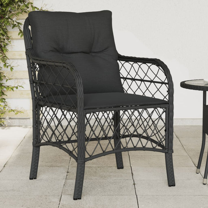 Gartenstühle mit Kissen 2 Stk. Schwarz Poly Rattan