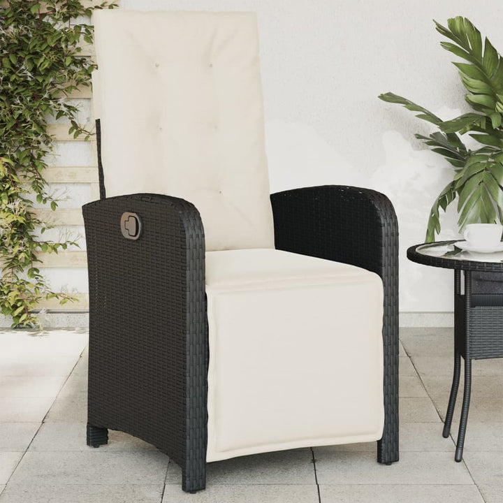 Gartensessel mit Fußteil 2 Stk. Verstellbar Schwarz Poly Rattan