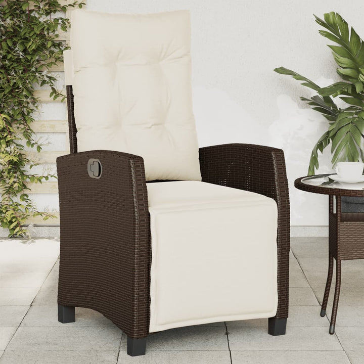 Gartensessel mit Fußteil 2 Stk. Verstellbar Braun Poly Rattan