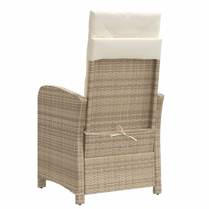 Gartensessel mit Fußteil 2 Stk. Verstellbar Beige Poly Rattan