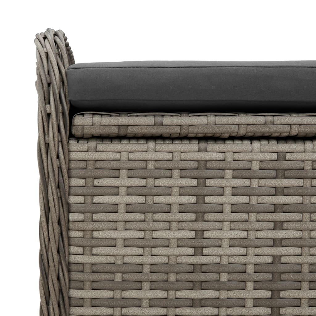 Sitzbank mit Stauraum & Kissen Grau 115x51x52 cm Poly Rattan