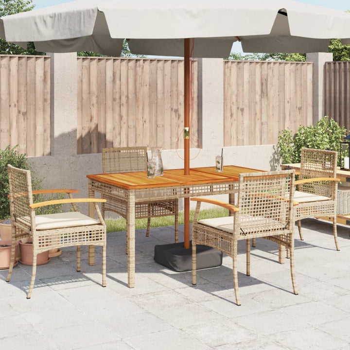 Gartenstühle mit Kissen 4 Stk. Beige Poly Rattan Akazienholz