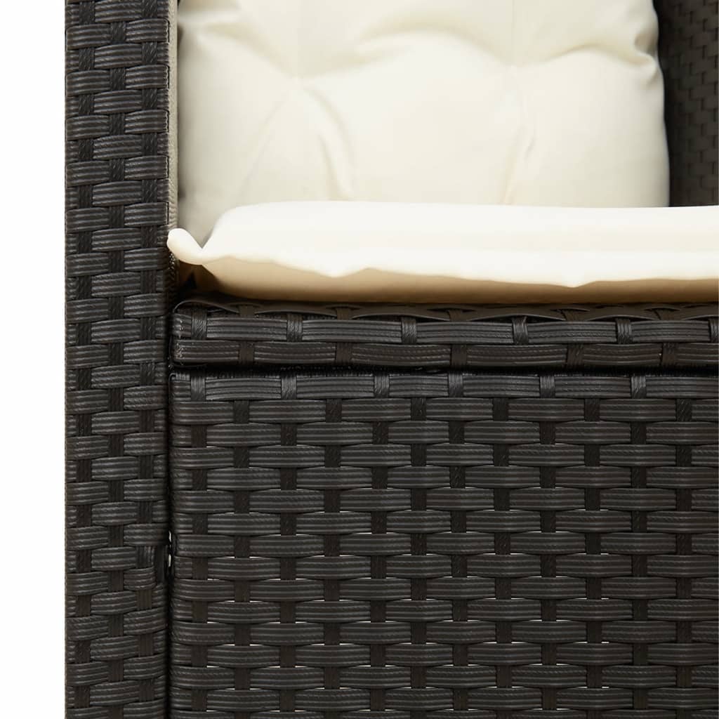 Gartensessel mit Kissen Schwarz Poly Rattan