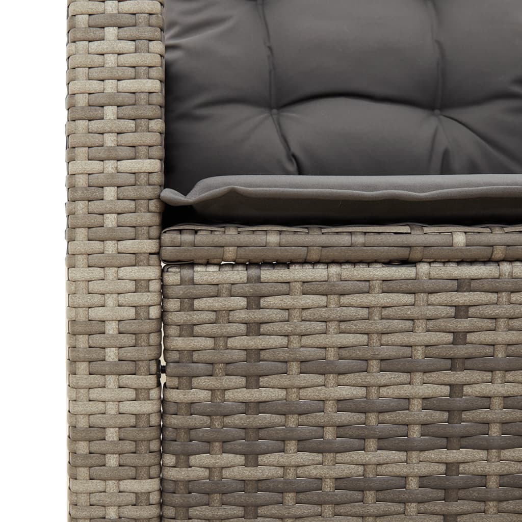 Sillón de jardín con cojín Poly Rattan gris