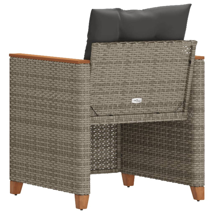 Sillón de jardín con cojín Poly Rattan gris