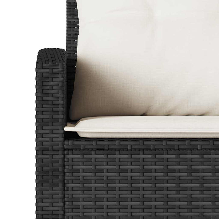 L-förmiges Couchsofa mit Kissen Schwarzes Polyrattan