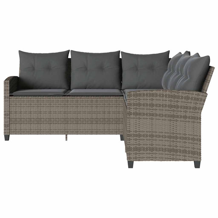 L-förmiges Couchsofa mit Kissen Graues Polyrattan