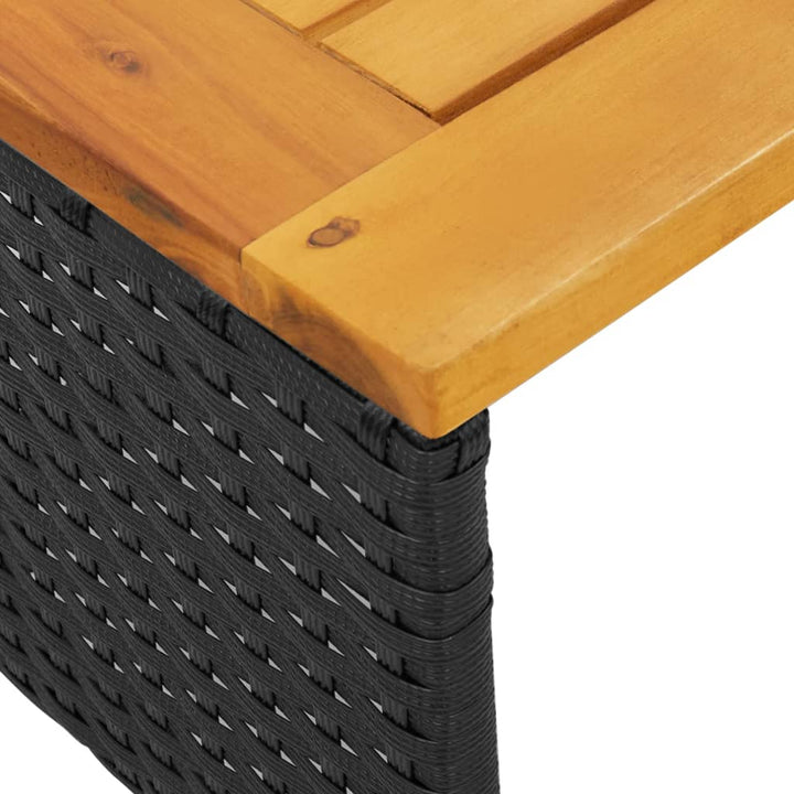 Sofá de jardín en forma de L con mesa y cojines Poly Rattan negro