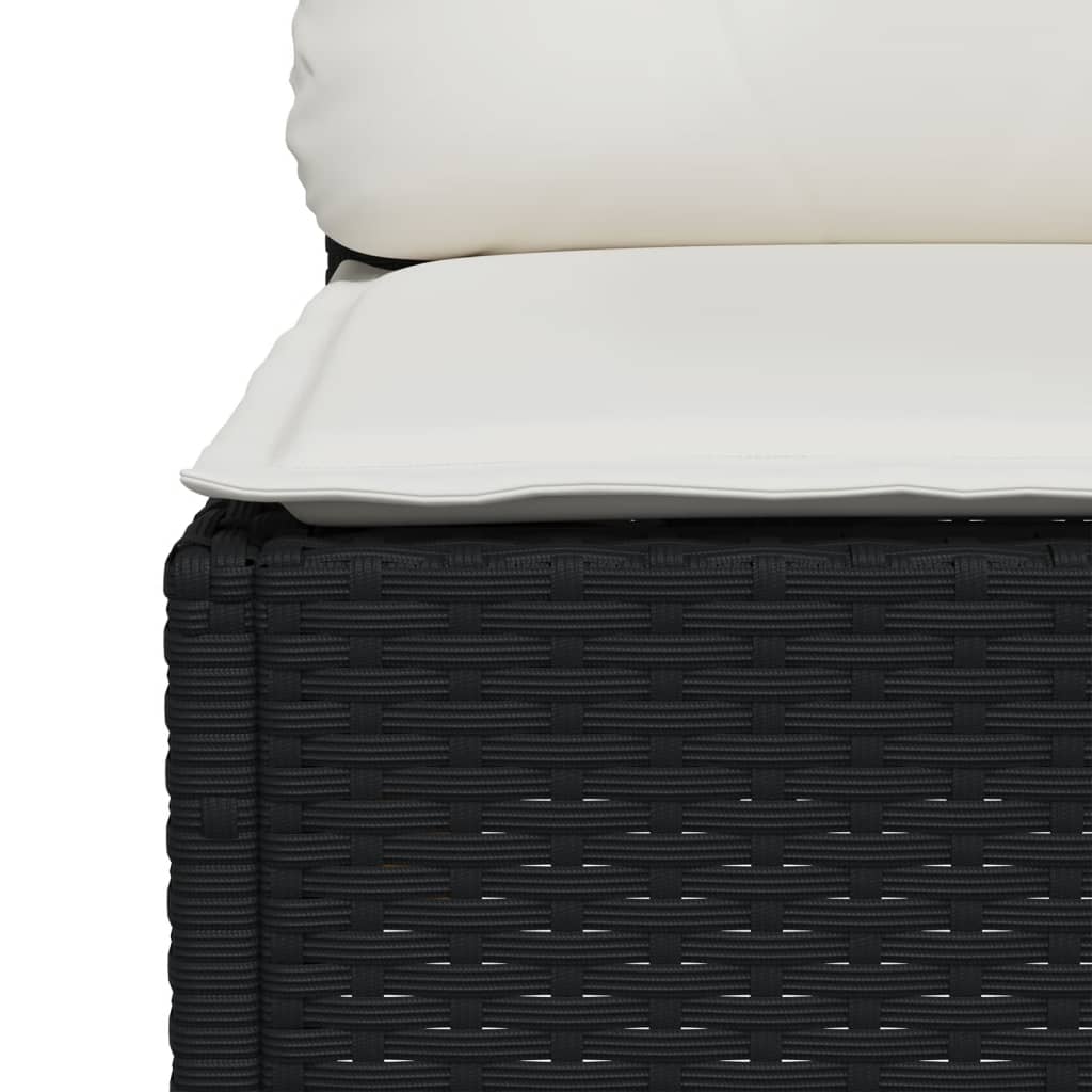 Garten-Ecksofa mit Kissen Schwarz Poly Rattan