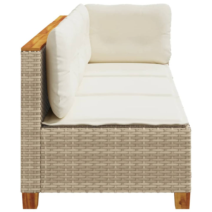 Gartensofa mit Kissen 3-Sitzer Beige Poly Rattan