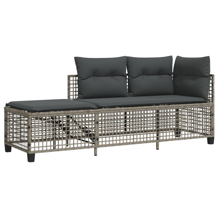 3-tlg. Garten-Ecksofa-Set mit Kissen Grau Poly Rattan