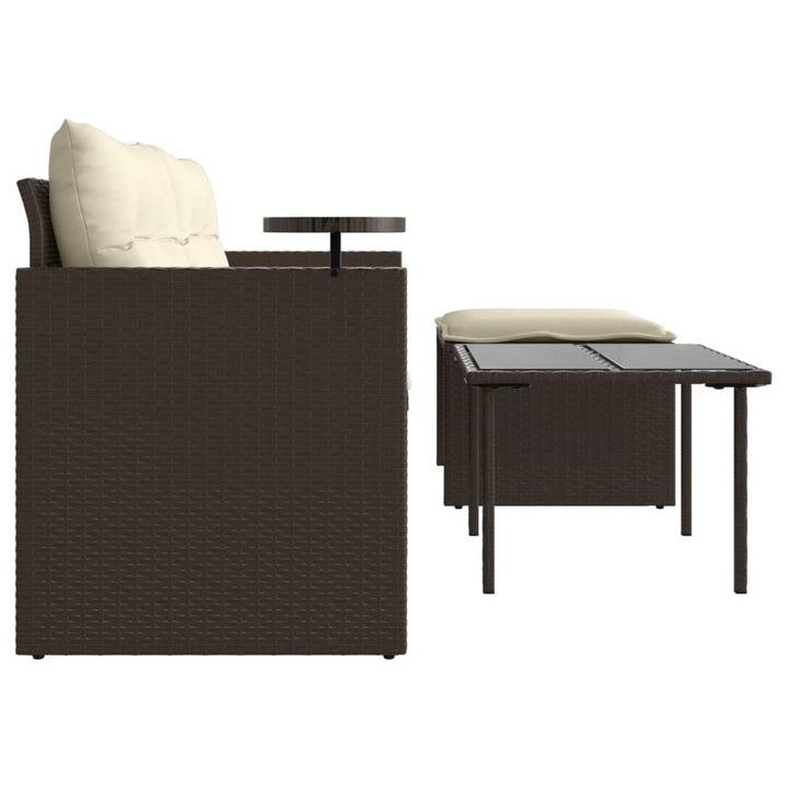 3-tlg. Garten-Sofagarnitur mit Kissen Braun Poly Rattan