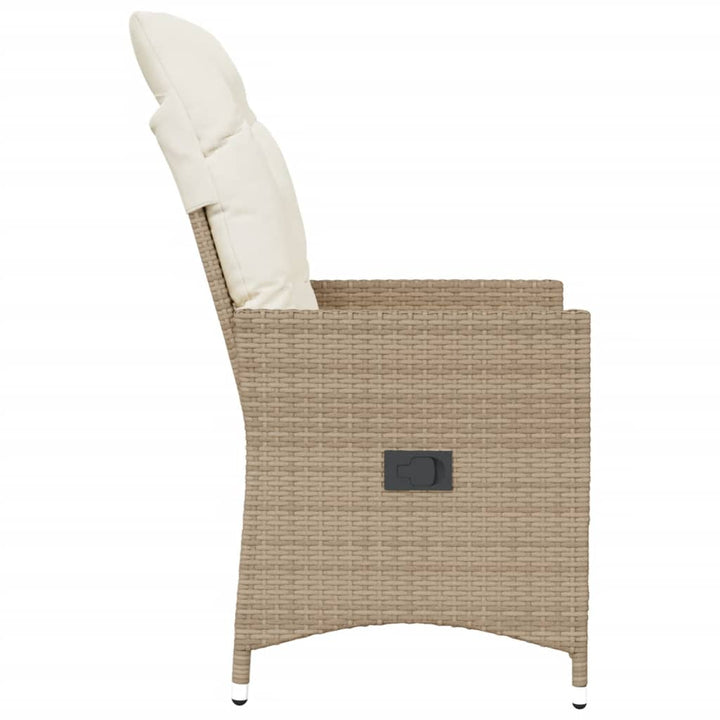 Sillón de jardín con cojín regulable en polirratán beige