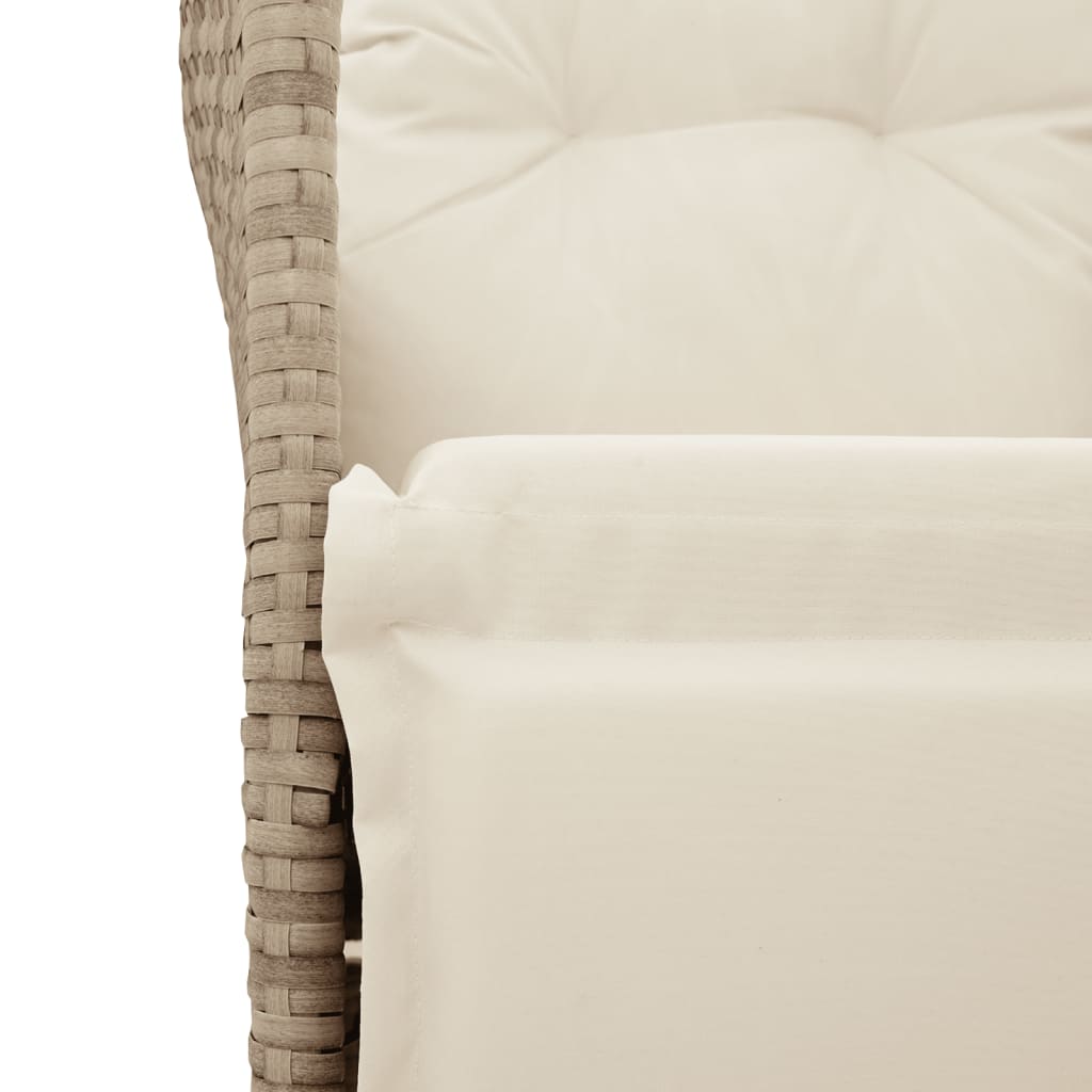 Sillón de jardín con cojín regulable en poliratán beige