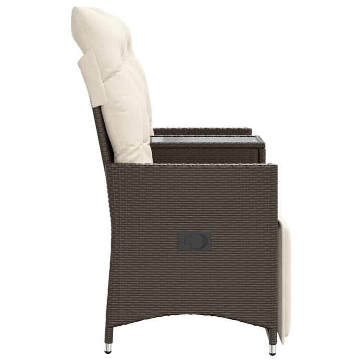 Gartensofa 2-Sitzer Verstellbar mit Tisch Braun Poly Rattan