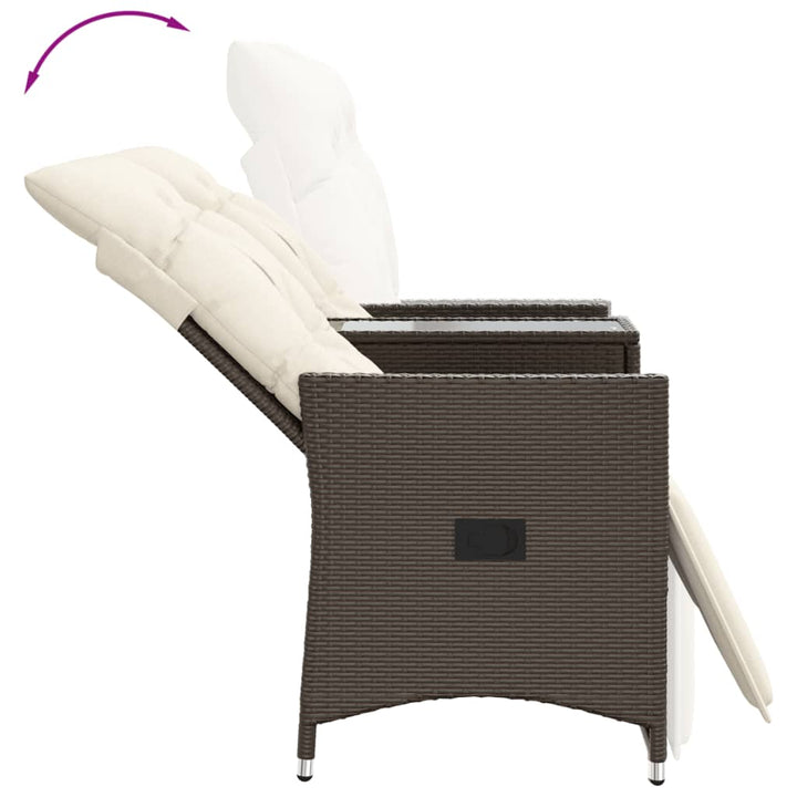 Gartensofa 2-Sitzer Verstellbar mit Tisch Braun Poly Rattan