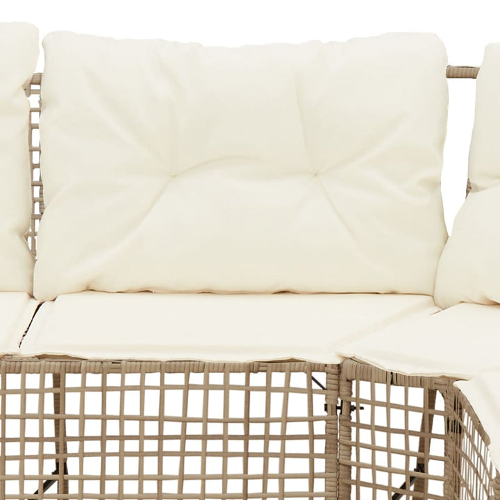 Gartensofa in L-Form mit Kissen und Fußbank Beige Poly Rattan