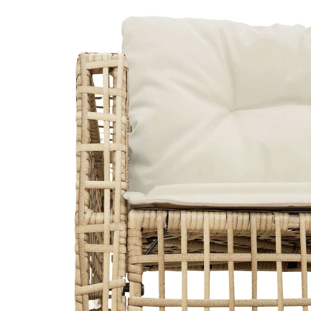 Gartensofa in L-Form mit Kissen und Fußbank Beige Poly Rattan