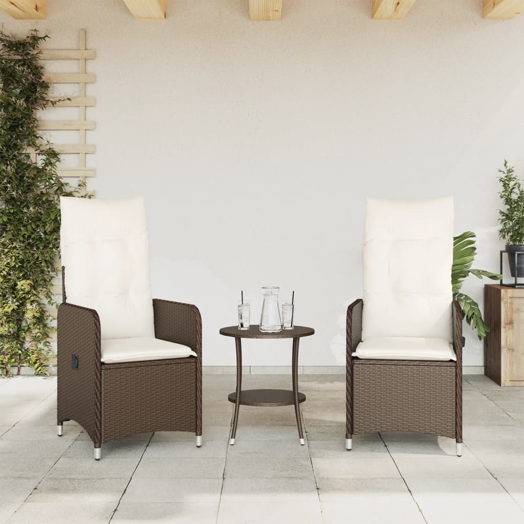 Outdoor-Lehnstühle 2 Stk. mit Tisch Braun Poly Rattan