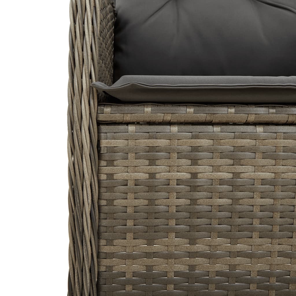 Outdoor-Lehnstühle 2 Stk. mit Tisch Grau Poly Rattan